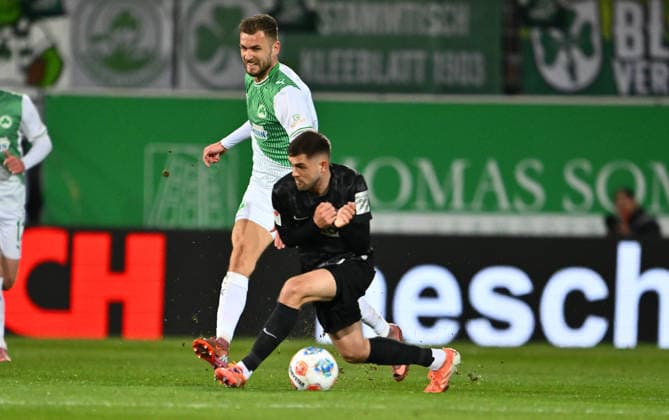 13 03 2026 Soccer Season 2025 2026 2 Soccer Bundesliga 26 Matchday SpVgg Greuther Fürth Kleeblatt SGF SV Elversberg SVE Sportfoto Zink xwoxzix DFL regulations prohibit any use of photographs as image sequences and or quasi video only for editorial use Lukasz Poreba 8, SV Elversberg vpor Dennis Srbeny 7, SpVgg Greuther Fürth