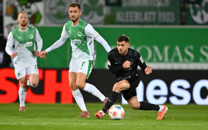 13 03 2026 Soccer Season 2025 2026 2 Soccer Bundesliga 26 Matchday SpVgg Greuther Fürth Kleeblatt SGF SV Elversberg SVE Sportfoto Zink xwoxzix DFL regulations prohibit any use of photographs as image sequences and or quasi video only for editorial use Dennis Srbeny 7, SpVgg Greuther Fürth Lukasz Poreba 8, SV Elversberg