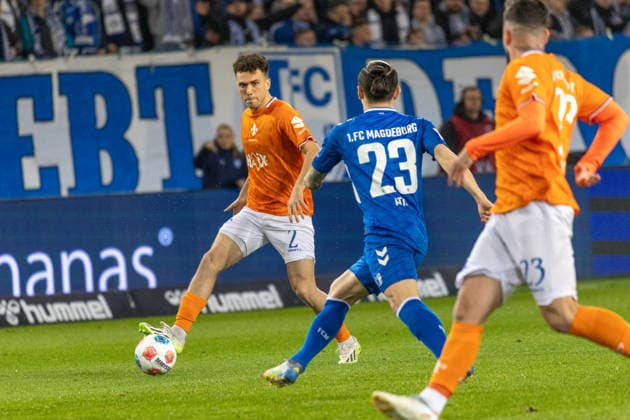 Germany, 2 Bundesliga, Season 2025 2026, Matchday 26, Avnet Arena, 1 FC Magdeburg vs SV Darmstadt 98, Lopez Sergio SV Darmstadt 98, 2 in duel against Atik Baris 1 FC Magdeburg, 23 Copyright: xMichellexLukax