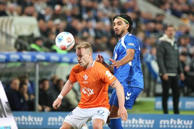 Magdeburg, Saxony-Anhalt, Germany, 13 03 2026 Avnet Arena 26 Matchday, Season 2025 26, 2 Soccer Bundesliga 1 FC Magdeburg Darmstadt 98 Fabian Holland 32, SV Darmstadt 98 and Rayan Ghrieb 29, 1 FC Magdeburg Copyright: xdtsxNachrichtenagenturx dts_110628