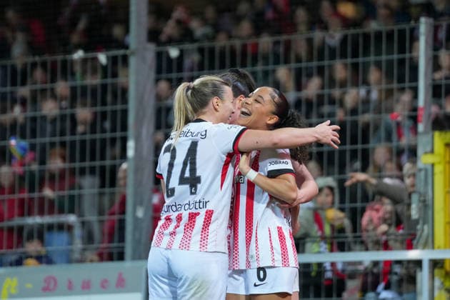 Ingibjörg Sigurdardottir Ingibjoerg Sigurdardottir SC Freiburg, 24 , Nicole Ojukwu SC Freiburg, 06 goal celebration, emotions, jubilation, goal success, finish, goal , Germany, Football, GooglePixel Womens Bundesliga, Matchday 20, 2025 2026, SC Freiburg vs 1 FC Nürnberg, 13 03 2026, Dreisamstadion, Freiburg, Germany DFB REGULATIONS PROHIBIT ANY USE OF PHOTOGRAPHS AS IMAGE SEQUENCES AND OR QUASI VIDEO Freiburg Dreisamstadion Baden Wuerttemberg Germany Copyright: xArnexAmbergx