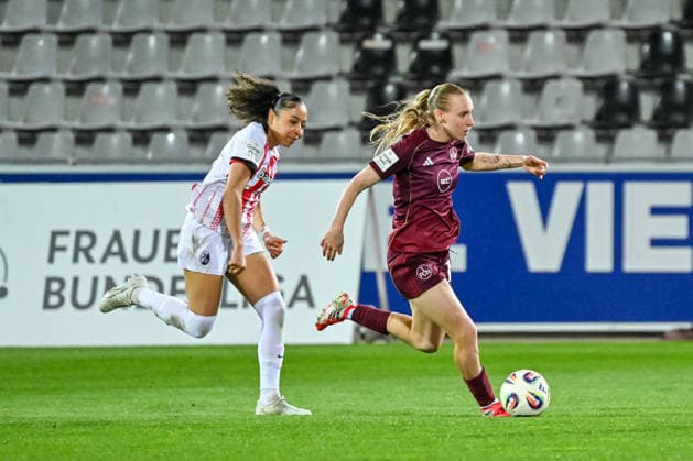 Nicole Ojukwu SC Freiburg, 06 , Emoeke Papai 1 FC Nuernberg, 15 on the ball GER, SC Freiburg 1 FC Nuernberg, Women Football, Google Pixel Women Bundesliga, 20 Matchday, Season 2025 2026, 13 03 2026 DFB REGULATIONS PROHIBIT ANY USE OF PHOTOGRAPHS AS IMAGE SEQUENCES AND OR QUASI VIDEO GER, SC Freiburg 1 FC Nuernberg, Women Football, Google Pixel Women Bundesliga, 20 Matchday, Season 2025 2026, 13 03 2026 Freiburg Copyright: xEibner-Pressefoto ThomasxHessx EP_THS