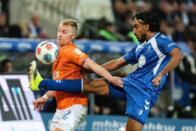 Rayan Ghrieb 1 FC Magdeburg,29 vs Fabian Holland SV Darmstadt 98,32 2 Soccer Bundesliga Season 2025 2026 1 FC Magdeburg vs SV Darmstadt 98 at the Avnet Arena in Magdeburg Action,Soccer,Man,Men,Germany,13 03 2026