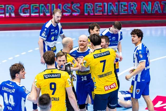 13 03 2026, GER, Handball, Men, Season 25 26, Daikin 1 Bl, 25 Matchday, ThSV Eisenach Rhein Neckar Loewen Peter Walz ThSV Eisenach,14 , Lukas Sandell Rhein Neckar Loewen , Robert Timmermeister Rhein Neckar Loewen 99817 Eisenach Werner Assmann Halle Am Sportp Thueringen Germany