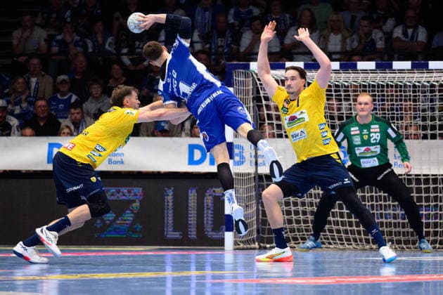 Vukasin Antonijevic ThSV Eisenach, 41 , Robert Timmermeister Rhein Neckar Loewen, 07 , Steven Plucnar Jacobsen Rhein Neckar Loewen, 09 , David Spaeth Rhein Neckar Loewen, 29 GER, ThSV Eisenach vs Rhein Neckar Loewen, 1 Daikin Handballbundesliga, Handball, 25 Matchday, Season 2025 2026, 13 03 2026 GER, ThSV Eisenach vs Rhein Neckar Loewen, 1 Daikin Handballbundesliga, Handball, 25 Matchday, Season 2025 2026, 13 03 2026 Eisenach Copyright: xEibner-Pressefoto MartinxHerbstx EP_MHT