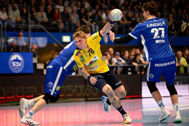 Edwin Aspenbaeck Rhein Neckar Loewen, 78 , Tillman Leu ThSV Eisenach, 99 , Philipp Meyer ThSV Eisenach, 27 GER, ThSV Eisenach vs Rhein Neckar Loewen, 1 Daikin Handballbundesliga, Handball, 25 Matchday, Season 2025 2026, 13 03 2026 GER, ThSV Eisenach vs Rhein Neckar Loewen, 1 Daikin Handballbundesliga, Handball, 25 Matchday, Season 2025 2026, 13 03 2026 Eisenach Copyright: xEibner-Pressefoto MartinxHerbstx EP_MHT