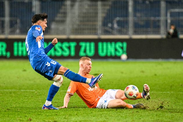 Soccer I Men I Season 2025 2026 I 2 Bundesliga I 26 Matchday I 1 FC Magdeburg SV Darmstadt 98 I 13 03 2026 duel Laurin Ulrich 8, 1 FC Magdeburg , Kai Klefisch 17, SV Darmstadt 98 grätscht den Ball weg Magdeburg Avnet Arena Heinz Krügel Platz 1 Sachsen Anhalt Germany Copyright: xLobeca InesxHähnelx
