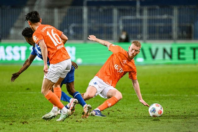 Soccer I Men I Season 2025 2026 I 2 Bundesliga I 26 Matchday I 1 FC Magdeburg SV Darmstadt 98 I 13 03 2026 Duel Hiroki Akiyama 16, SV Darmstadt 98 , Lubambo Musonda 19, 1 FC Magdeburg and Kai Klefisch 17, SV Darmstadt 98 Magdeburg Avnet Arena Heinz Krügel Platz 1 Sachsen Anhalt Germany Copyright: xLobeca InesxHähnelx