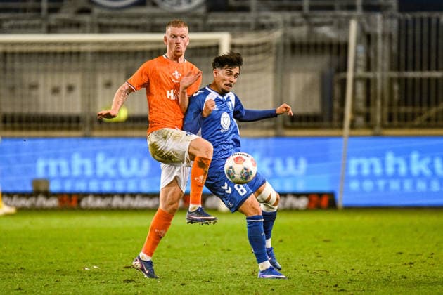 Soccer I Men I Season 2025 2026 I 2 Bundesliga I 26 Matchday I 1 FC Magdeburg SV Darmstadt 98 I 13 03 2026 duel Kai Klefisch 17, SV Darmstadt 98 vs Laurin Ulrich 8, 1 FC Magdeburg Magdeburg Avnet Arena Heinz Krügel Platz 1 Saxony Anhalt Germany Copyright: xLobeca InesxHähnelx