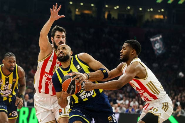 Crvena Zvezda Meridianbet v Fenerbahce Beko - Euroleague BELGRADE, SERBIA - MARCH 13: Players in action during the Euroleague match between Crvena Zvezda Meridianbet and Fenerbahce Beko at Belgrade Arena on March 13, 2026 in Belgrade, Serbia. Filip Stevanovic Anadolu Belgrade Serbia. Editorial use only. Please get in touch for any other usage.  Copyright: x2026xAnadoluxFilipxStevanovicx