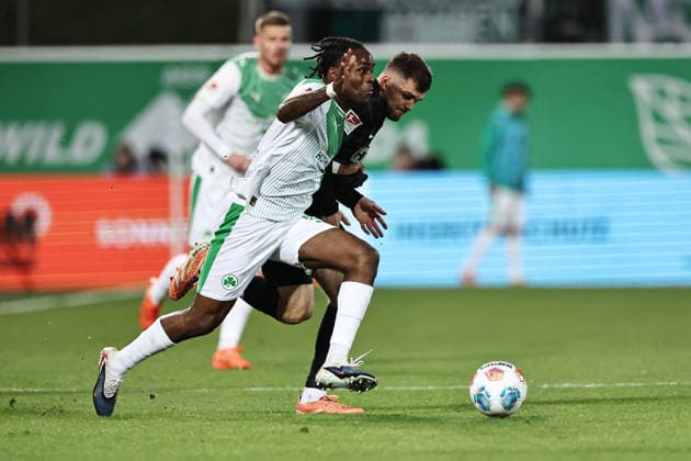 Noel Futkeu, SGF, in the second round match of the 2025 2026 season between SpVgg Greuther Fürth and SV Elversberg 2 0 in Fürth 13 03 2026