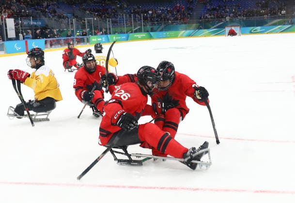 March 13, 2026, Milan, Lombardy, Italy: LIAM HICKEY 23 of Canada scores his side s fourth goal in the Semi Final game between Team Canada (CAN) and Team China (CHN) at the Milano Cortina 2026 Paralympic Winter games, Winterspiele,Spiele, Summer games Canada won 4:2 and advances to the Final against USA. Milan Italy - ZUMAc179 20260313_oly_c179_198 Copyright: xMickaelxChavetx