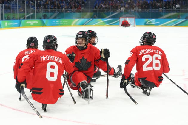 March 13, 2026, Milan, Lombardy, Italy: LIAM HICKEY 23 of Canada scores his side s fourth goal in the Semi Final game between Team Canada (CAN) and Team China (CHN) at the Milano Cortina 2026 Paralympic Winter games, Winterspiele,Spiele, Summer games Canada won 4:2 and advances to the Final against USA. Milan Italy - ZUMAc179 20260313_oly_c179_205 Copyright: xMickaelxChavetx