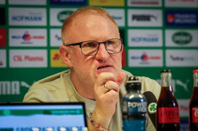 Head coach Heiko Vogel Spvgg Greuther Fuerth at the press conference after the match, Spvgg Greuther Fuerth vs SV Elversberg Football, Men, 2 Bundesliga, Season 2025 2026, Second round, Matchday 26, 13 03 2026 DFB regulations prohibit any use of photographs as image sequences and or quasi video Fuerth Bayern Germany Copyright: xkolbert-press MartinxAgüerax
