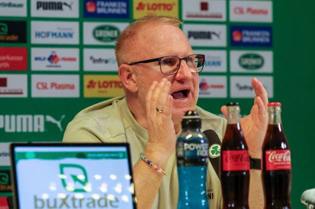 Head coach Heiko Vogel Spvgg Greuther Fuerth at the press conference after the match, Spvgg Greuther Fuerth vs SV Elversberg Football, Men, 2 Bundesliga, Season 2025 2026, Second round, Matchday 26, 13 03 2026 DFB regulations prohibit any use of photographs as image sequences and or quasi video Fuerth Bayern Germany Copyright: xkolbert-press MartinxAgüerax