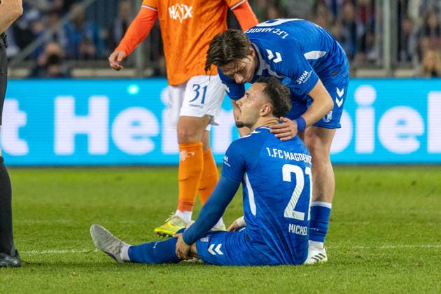 Germany, 2 Bundesliga, Season 2025 2026, Matchday 26, Avnet Arena, 1 FC Magdeburg vs SV Darmstadt 98, Michel Falko 1 FC Magdeburg, 21 , Stalmach Dariusz 1 FC Magdeburg, 6 Copyright: xMichellexLukax