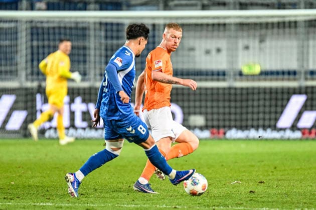 Soccer I Men I Season 2025 2026 I 2 Bundesliga I 26 Matchday I 1 FC Magdeburg SV Darmstadt 98 I 13 03 2026 duel Laurin Ulrich 8, 1 FC Magdeburg and Kai Klefisch 17, SV Darmstadt 98 Magdeburg Avnet Arena Heinz Krügel Platz 1 Saxony Anhalt Germany Copyright: xLobeca InesxHähnelx