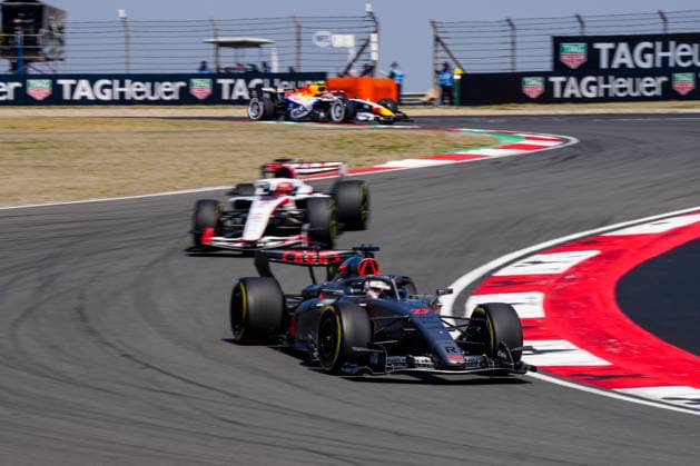 CHINA-MOTORSPORTS F1-SHANGHAI Audi™s Nico Hulkenberg followed by Haas F1 Team™s Esteban Ocon and the Racing Bull F1 Car in action at Shanghai International Circuit during the F1 Chinese Grand Prix, Shanghai, China, March 14, 2026. NEXPHER Peter Li SHANGHAI