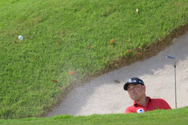 March 14, 2026, Singapore, Ingapore, Singapore: Canadas Richard T. Lee in the bunker on the 7th green.LIV Golf Round 3 Singapore Singapore Singapore - ZUMAr144 20260314_zap_r144_021 Copyright: xJaynexRussellx