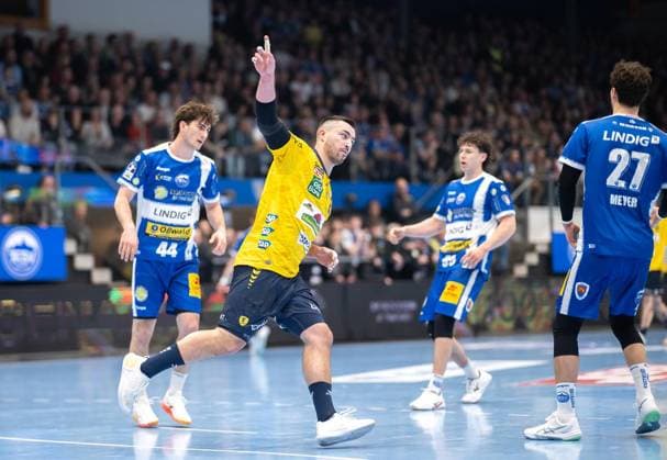 DAIKIN HBL HANDBALL MEN 1 BL 25 GAME DAY THSV EISENACH RHEIN NECKAR LÖWEN FOR EDITORIAL PURPOSES ONLY p 13 03 2026 Eisenach DAIKIN HBL Handball 1 Bundesliga Herren Saison 2025 2026 25 Spieltag Werner Assmann Halle ThSV Eisenach Rhein Neckar Löwen im Foto Jannik Kohlbacher 80 Rhein Neckar Löwen jubelt Deutschland Thüringen Eisenach Copyright SaschaxFromm Copyright: SaschaxFromm doc84yt7rsgxns1efcvfpmo ,EDITORIAL USE ONLY Copyright: SaschaxFromm