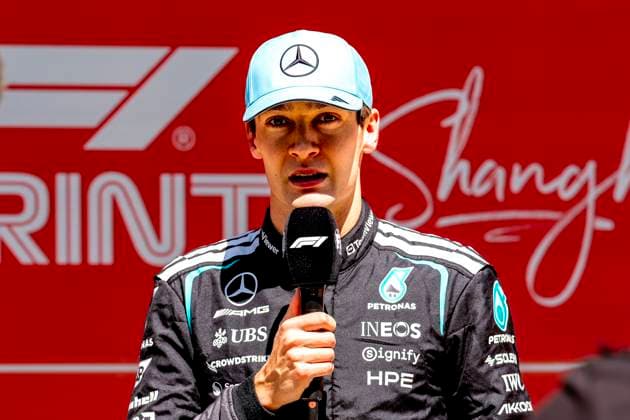 SHANGHAI Formula 1 driver George Russell of Mercedes AMG Petronas Formula One Team is the winner of the sprint race during the Formula 1 China Shanghai sprint race at the Shanghai International Circuit on March 14, 2025 in Shanghai, China Photo by DeFodi Images