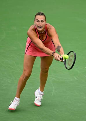 March 13, 2026 Aryna Sabalenka returns a shot against Linda Noskova (CZE) during their semifinal match at the BNP Paribas Open held at the Indian Wells Tennis Garden in Indian Wells, California. California. Mandatory Photo Credit : CSM Indian Wells United States of America - ZUMAc04_ 20260313_zma_c04_239 Copyright: xCharlesxBausx