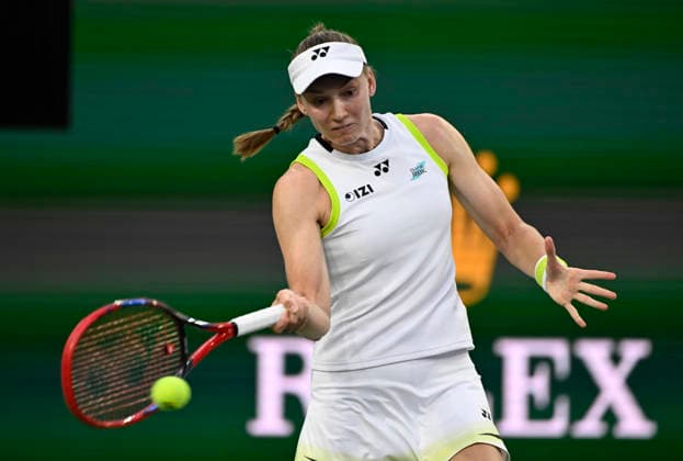March 13, 2026 Elena Rybakina of Kazakhstan returns a shot against Elina Svitolina of Ukraine during their semifinal match at the BNP Paribas Open held at the Indian Wells Tennis Garden in Indian Wells, California. California. Mandatory Photo Credit : CSM Indian Wells United States of America - ZUMAc04_ 20260313_zma_c04_257 Copyright: xCharlesxBausx