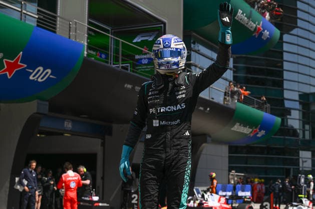 F1 Chinese Grand Prix 2026 - Sprint Race SHANGHAI, CHINA - MARCH 14: George Russell of Mercedes-AMG Petronas Formula One Team celebrates after he wins the Sprint Race at the 2026 Chinese Grand Prix, at the Shanghai International Circuit, in Shanghai, China, on March 14, 2026. Shanghai China  Copyright: xArturxWidakx originalFilename:widak-f1chines260314_nprSz.jpg