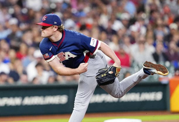 World Baseball Classic: U.S. vs. Canada Logan Webb of the United States starts in a World Baseball Classic quarterfinal game against Canada at Daikin Park in Houston, Texas, on March 13, 2026.  A14AA0005381896P
