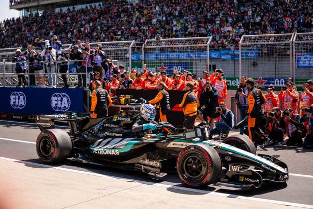 Shanghai Formula 1 Chinese Grand Prix - George Russell Wins the Sprint Race GEORGE RUSSELL (GBR) of Mercedes-AMG PETRONAS Formula One Team 63 after winning the Sprint Race on Saturday during the 2026 Formula 1 Heineken Chinese Grand Prix at the Shanghai Audi International Circuit on March 14, 2026. Photo by Antoine Lapeyre ABACAPRESS.COM Shanghai China  Copyright: xLapeyrexAntoine ABACAx
