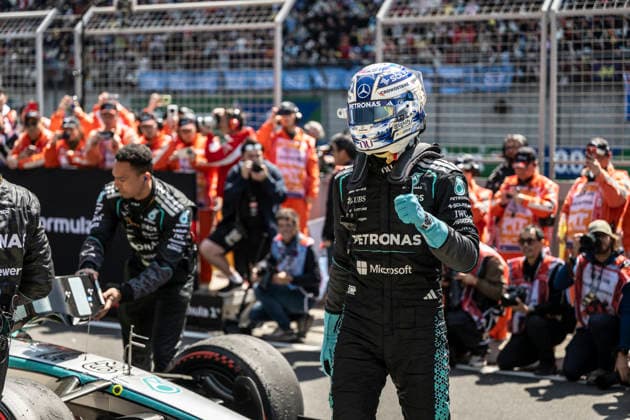 Shanghai Formula 1 Chinese Grand Prix - George Russell Wins the Sprint Race 63 George Russell (Mercedes) wins the Sprint during the Formula One Grand Prix at the Shanghai International Circuit in Shanghai on March 14, 2026. Photo by Eliot Blondet ABACAPRESS.COM Shanghai Chine China  Copyright: xBlondetxEliot ABACAx