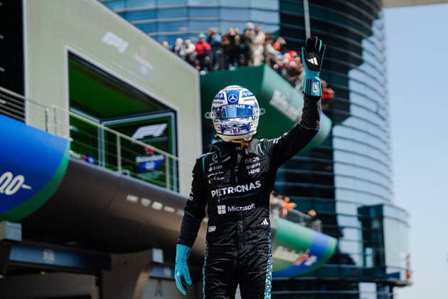 Shanghai Formula 1 Chinese Grand Prix - George Russell Wins the Sprint Race GEORGE RUSSELL (GBR) of Mercedes-AMG PETRONAS Formula One Team 63 SPRINT PARC FERME on Saturday during the 2026 Formula 1 Heineken Chinese Grand Prix at the Shanghai Audi International Circuit on March 14, 2026. Photo by Tan Jun Da ABACAPRESS.COM Shanghai China  Copyright: xJunxDaxTan ABACAx