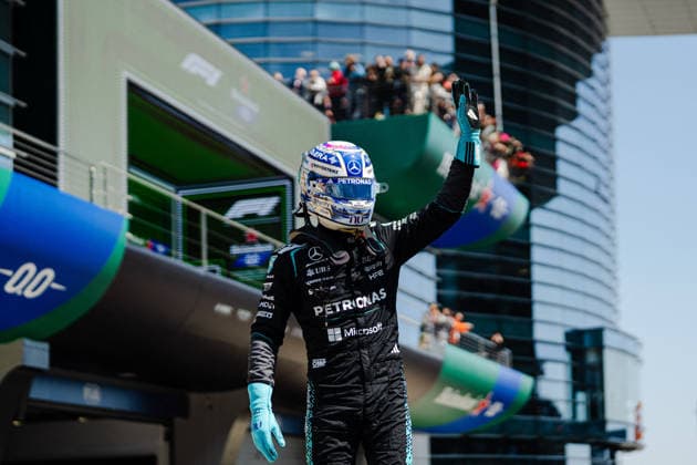 Shanghai Formula 1 Chinese Grand Prix - George Russell Wins the Sprint Race GEORGE RUSSELL (GBR) of Mercedes-AMG PETRONAS Formula One Team 63 SPRINT PARC FERME on Saturday during the 2026 Formula 1 Heineken Chinese Grand Prix at the Shanghai Audi International Circuit on March 14, 2026. Photo by Tan Jun Da ABACAPRESS.COM Shanghai China  Copyright: xJunxDaxTan ABACAx