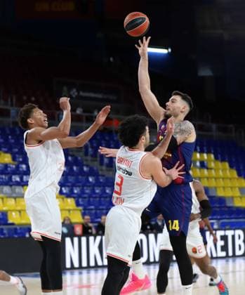 March 13, 2026, Sabadell, Barcelona, Spain: Barcelona Spain 13.03.2026 Willy Hernangomez ( FC Barcelona, Barca , Kesseler Edwards (Hapoel Ibi Tel Aviv) Elijah Bryant (Hapoel Ibi Tel Aviv) battle for the ball during the Basketball Euroleague match between FC Barcelona and Hapoel Ibi Tel Aviv at Palau Blaugrana on13 March 2026 in Barcelona. Basketball Euroleague: FC Barcelona 75-80 Hapoel Ibi Tel Aviv  - ZUMAu50_ 20260313_zsp_u50_024 Copyright: xXavixUrgelesx