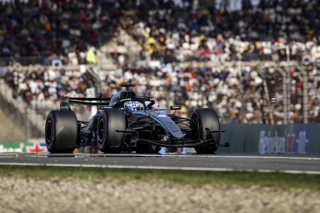 SHANGHAI - George Russell (Mercedes-AMG PETRONAS Formula One Team) in action during qualifying at the Shanghai International Circuit ahead of the Chinese Grand Prix. SANDER KONING ANP xVIxANPxSportx xxANPxIVx 553280310 originalFilename: 553280310.jpg