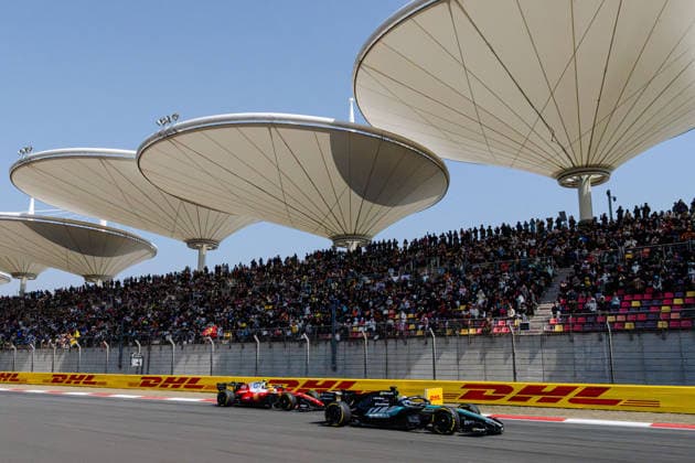 Shanghai Formula 1 Chinese Grand Prix - Sprint Race GEORGE RUSSELL (GBR) of Mercedes-AMG PETRONAS Formula One Team 63 LEWIS HAMILTON (GBR) of Scuderia Ferrari HP 44 SPRINT RACE START OVERTAKE on Saturday during the 2026 Formula 1 Heineken Chinese Grand Prix at the Shanghai Audi International Circuit on March 14, 2026. Photo by Tan Jun Da ABACAPRESS.COM Shanghai China  Copyright: xJunxDaxTan ABACAx