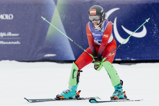 PARALYMPICS - Winter Paralympics Milano Cortina 2026 CORTINA D AMPEZZO,ITALY,14.MAR.26 - PARALYMPICS, ALPINE SKIING - Paralympic Winter games, Winterspiele,Spiele, Summer games Milano Cortina 2026, slalom, women. Image shows Veronika Aigner (AUT).  GEPAxpictures xMatthiasxTrinkl