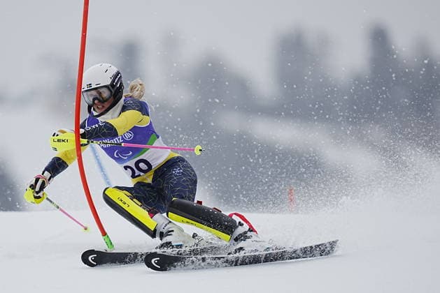 CORTINA, ITALY 20260314 Ebba Arsjö, Sweden, during the first run of Saturday s slalom (women s standing) in the Paralympics at Tofane Alpine Skiiing Center, Cortina. *** The image is included in the SPORTS PACKAGE. For others PAYMENT IMAGE *** CORTINA ITALY x9200x *** CORTINA, ITALY 20260314 Ebba Arsjö, Sweden, during the first run of Saturday s slalom women s standing in the Paralympics at Tofane Alpine Skiiing Center, Cortina The image is included in the SPORTS PACKAGE For others PAYMENT IMAGE CORTINA ITALY x9200x  Copyright: xBjörnxLarssonxRosvall TTx PARALYMPICS 2026 LADIES SLALOM
