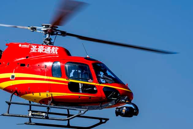 SHANGHAI Media helicopter with camera during the Formula 1 China Shanghai qualifying at the Shanghai International Circuit on March 14, 2025 in Shanghai, China Photo by DeFodi Images