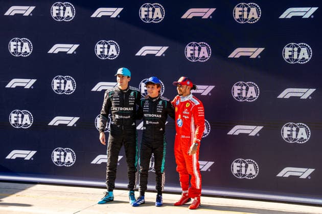 Shanghai Formula 1 Chinese Grand Prix - Qualification LEWIS HAMILTON (GBR) of Scuderia Ferrari HP 44 GEORGE RUSSELL (GBR) of Mercedes-AMG PETRONAS Formula One Team 63 and ANDREA KIMI ANTONELLI (ITA) of Mercedes-AMG PETRONAS Formula One Team 12 on Saturday during the 2026 Formula 1 Heineken Chinese Grand Prix at the Shanghai Audi International Circuit on March 14, 2026. Photo by Antoine Lapeyre ABACAPRESS.COM Shanghai China  Copyright: xLapeyrexAntoine ABACAx