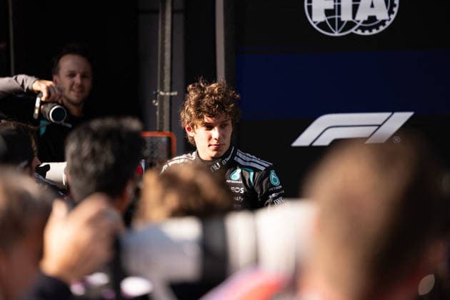 Shanghai Formula 1 Chinese Grand Prix - Qualification ANDREA KIMI ANTONELLI (ITA) of Mercedes-AMG PETRONAS Formula One Team 12 after becoming the youngest Pole Sitter in Formula1 history on Saturday during the 2026 Formula 1 Heineken Chinese Grand Prix at the Shanghai Audi International Circuit on March 14, 2026. Photo by Antoine Lapeyre ABACAPRESS.COM Shanghai China  Copyright: xLapeyrexAntoine ABACAx