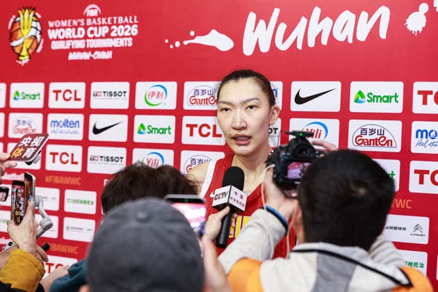 WUHAN, CHINA - MARCH 12: Han Xu 15 of China gives an interview after the group A match between China and Belgium at FIBA Women s World Cup Qualifying Tournaments on March 12, 2026 in Wuhan, Hubei Province of China.  Copyright: xVCGx 111627627690