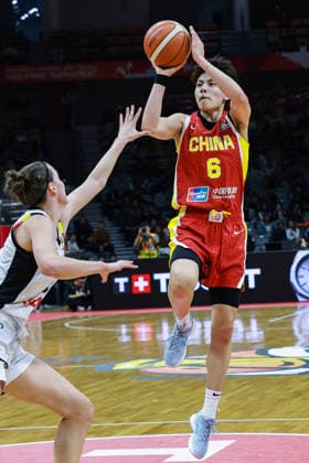 WUHAN, CHINA - MARCH 12:Yang Shuyu 6 of China makes a shot during the group A match between China and Belgium at FIBA Women s World Cup Qualifying Tournaments on March 12, 2026 in Wuhan, Hubei Province of China.  Copyright: xVCGx 111627627684