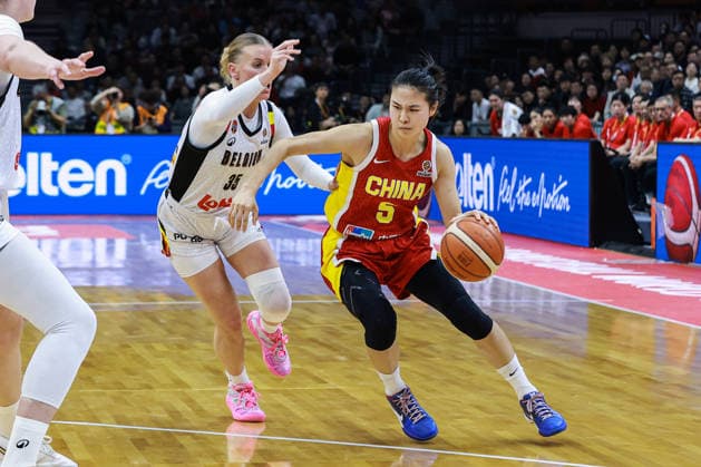 WUHAN, CHINA - MARCH 12: Wang Siyu 5 of China drives the ball during the group A match between China and Belgium at FIBA Women s World Cup Qualifying Tournaments on March 12, 2026 in Wuhan, Hubei Province of China.  Copyright: xVCGx 111627619815
