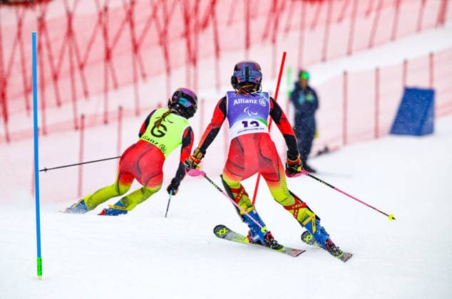 Milano Cortina 2026 Paralympic Winter games, Winterspiele,Spiele, Summer games - Para Alpine Skiing Maya Fuegenschuh und Guide Johanna Holzmann von Team Deutschland beim Para Alpine Skiing Slalom der Frauen bei Milano Cortina 2026 Paralympic Winter Games am 14.03.2026 *** Milano Cortina 2026 Paralympic Winter Games Para Alpine Skiing Maya Fuegenschuh and guide Johanna Holzmann from Team Germany in the womens Para Alpine Skiing Slalom at Milano Cortina 2026 Paralympic Winter Games on 14 03 2026 Copyright: xBEAUTIFULxSPORTS MarcusxHartmannx