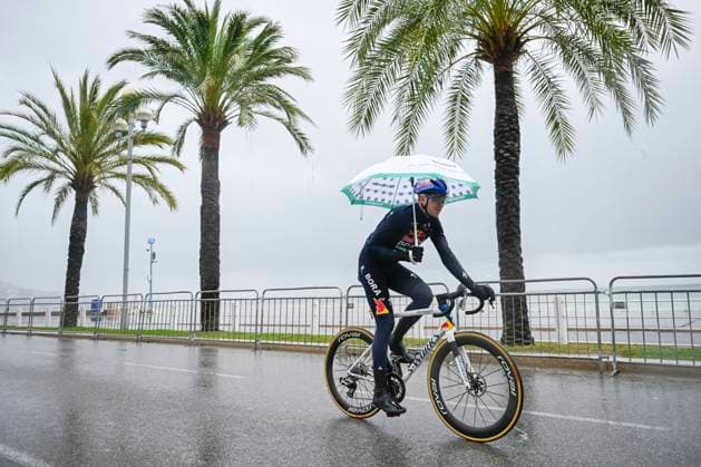 Paris Nice 2026 Stage 7 AURON, FRANCE - MARCH 14 : Thornley Callum (GBR) of Red Bull - BORA - Hansgrohe before the start of the race during stage 7 of the 84th edition of Paris - Nice an UCI World Tour 2.UWT cycling road race stage for Men Elite of 138.7 km with start in Nice and finish in Auron on March 14, 2026 in Auron, France, 14 03 2026 ( Motordriver Guy De Vuyst - Auron France  Copyright: xNicoxVereeckenx