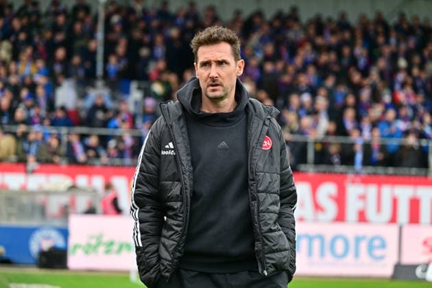 14 03 2026, Football, Men, 2 BL Bundesliga , Season 2025 2026, Holstein Kiel 1 FC Nürnberg, 26 Matchday Coach Miroslav Klose Nürnberg Kiel, Holstein Stadion Holstein Stadion Schleswig Holstein Germany