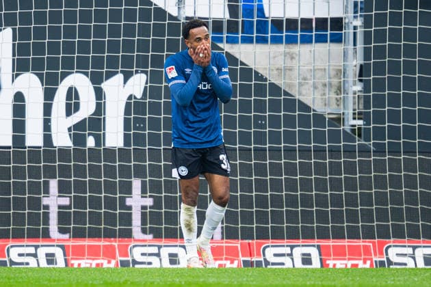 14 03 2026 Soccer, 2025 2026, 2 Bundesliga, Matchday 26, DSC Arminia Bielefeld SC Paderborn 07 Noah Joel Sarenren Bazee Bielefeld DFL REGULATIONS PROHIBIT ANY USE OF PHOTOGRAPHS AS IMAGE SEQUENCES AND OR QUASI VIDEO