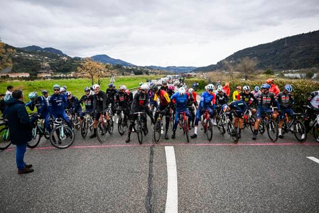Paris Nice 2026 Stage 7 AURON, FRANCE - MARCH 14 : Improvised startline during stage 7 of the 84th edition of Paris - Nice an UCI World Tour 2.UWT cycling road race stage for Men Elite of 138.7 km with start in Nice and finish in Auron on March 14, 2026 in Auron, France, 14 03 2026 ( Motordriver Guy De Vuyst - Auron France  Copyright: xNicoxVereeckenx