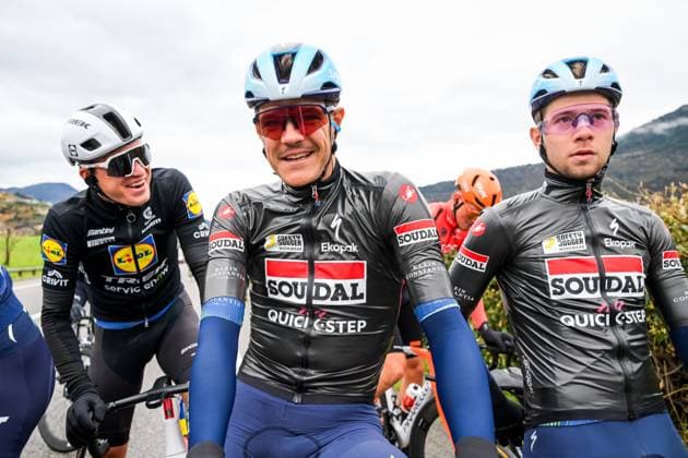 Belgian Jasper Stuyven of Soudal Quick-Step pictured before the start of the seventh stage of the 84th edition of the Paris-Nice cycling race, from Nice to Isola (120,4 km), on Saturday 14 March 2026. DAVIDxPINTENS  x167438533x